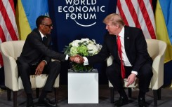 Former US president Donald Trump did not visit Africa during his term, but sometimes met African leaders like Rwanda's Paul Kagame at international events like the 2018 World Economic Forum in Davos  