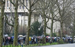 The queue outside the Russian embassy in Paris reached hundreds of metres