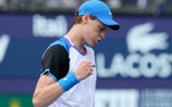 Jannik Sinner of Italy celebrates his win over Daniil Medvedev in the semi-final of the Miami Open on Friday.