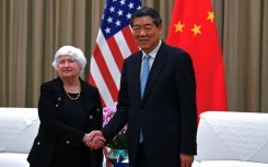 US Treasury Secretary Janet Yellen held hours of discussions with her Chinese counterpart, Vice Premier He Lifeng (R)