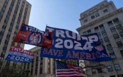 Former US president Donald Trump attends the first day of his trial for allegedly covering up hush money payments linked to extramarital affairs