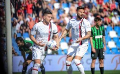 AC Milan's Luka Jovik scored his side's second goal in their 3-3 draw at Sassuolo