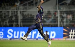 Sunil Narine takes a catch to dismiss Rajasthan Royals captain Sanju Samson 