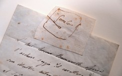 The small work by Michelangelo depicts a block of marble, with the word "simile," or "similar" in English, according to Christie's auction house