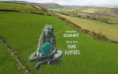 Artist Jamie Wardley created the painting for Earth Day to remind voters to consider the environment when they cast their ballots 