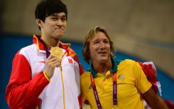 Australian coach Denis Cotterell (R) with Chinese swimmer Sun Yang