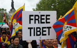 Pro-Tibet demonstrators gathered in Paris