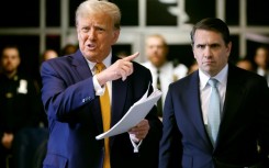 Trump was joined at court by the most high-profile political supporters to date, including House of Representatives Speaker Mike Johnson