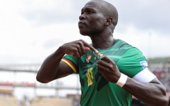 Vincent Aboubakar celebrates scoring for Cameroon against Cape Verde during a 2026 World Cup qualifier in Yaounde. 