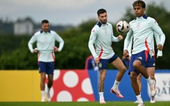 Lamine Yamal (R) with his Spain teammates at training in southern Germany on Saturday, before their departure for Berlin