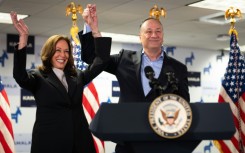 Harris and her husband Doug Emhoff spoke with campaign staff in Wilmington, Delaware after the Democratic infrastructure quickly shifted to support her candidacy following Biden's exit