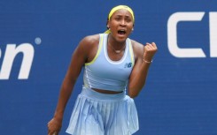 Defending champion Coco Gauff celebrates match point in her US Open first-round win over France's Varvara Gracheva