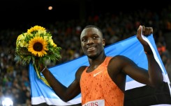 Tebogo celebrates after winning the 200m in Zurich
