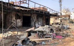 Damaged shops in Khartoum's twin city of Omdurman, on May 30, 2024