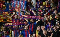 Barcelona fans at the Champions League first  round match against AS Monaco and FC Barcelona at the Louis II Stadium