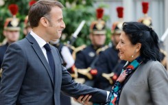 Macron met Georgia's President Salome Zourabichvili