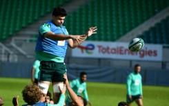 Hugo Auradou takes part in a training session with his club Pau -- he is expected to play on Saturday