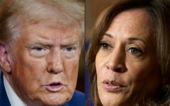 Former US President and Republican presidential candidate Donald Trump (L) heads to North Carolina on Monday, while rival Kamala Harris will focus on other swing states