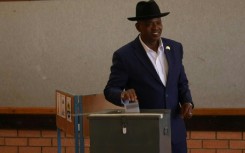 Incumbent candidate Masisi votes in Botswana general election