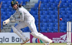 South Africa's Tony De Zorzi plays a shot on his way to 177 against Bangladesh