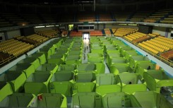 Residents from coastal areas take shelter in an evacuation centre in Legaspi city, south of Manila