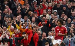 Manchester United striker Joshua Zirkzee celebrates after scoring against Everton