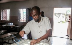A polling station in Mitsoudje, the Comoros, on Sunday