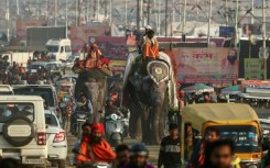 Vast crowds of Hindu pilgrims in India ready to bathe in sacred waters for the Kumbh Mela festival