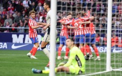 Atletico Madrid forward Julian Alvarez celebrates after scoring his team's winner against Osasuna