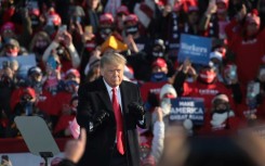 Donald Trump, shown here dancing to a Village People song as he wraps up a campaign rally at Green Bay-Austin Straubel International Airport on October 30, 2020 in Green Bay, Wisconsin