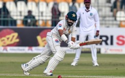 Pakistan's Saud Shakeel on his way to an unbeaten 56 against the West Indies in Multan