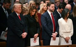 President Donald Trump attends the National Prayer Service at the Washington National Cathedral