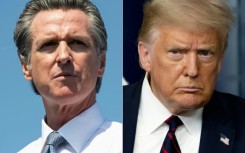 California Governor Gavin Newsom (L) and US President Donald Trump (R) 