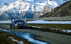 Toyota's French driver Sebastien Ogier leads the way in the Monte Carlo Rally not far from his home in Gap, France