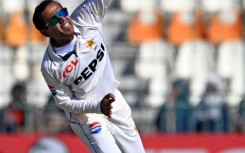 Noman Ali in action during the second Test against the West Indies in Multan