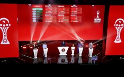 Former stars (from left) Mustapha Hadji, Serge Aurier, Aliou Cisse and Joseph Yobo make the 2025 Africa Cup of Nations draw in Rabat.