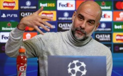 Manchester City manager Pep Guardiola speaks at a press conference ahead of his side's Champions League match against Club Brugge