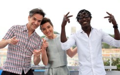 Cesar-nominated Abou Sangare, right, alongside director Boris Lojkine and actress Nina Meurisse 