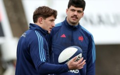 Oscar Jegou (L) and Hugo Auradou in a training session on Sunday