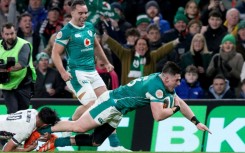Dan Sheehan scores the fourth of Ireland's tries against England