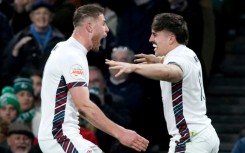 England wing Cadan Murley (right) celebrates after scoring a try during the Six Nations match against Ireland in Dublin