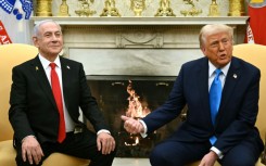 US President Donald Trump with Israel's Prime Minister Benjamin Netanyahu as he announces that he wants to take over the Gaza Strip
