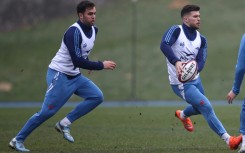Damian Penaud (L) and Matthieu Jalibert (R) take part in training this week