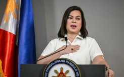 Philippine Vice President Sara Duterte gives a statement on impeachment complaints filed against her at her office in Metro Manila
