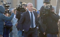 Former Spanish football federation president Luis Rubiales arrives at court for his trial