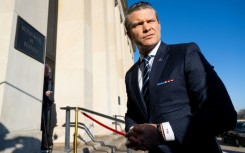 US Defense Secretary Pete Hegseth (L) met his British counterpart John Healey as NATO ministers gathered in Brussels for talks on defence spending and Ukraine support