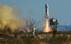 Blue Origin, whose rockets include New Shepard, seen in March 2022, has been attempting to land large government contracts 