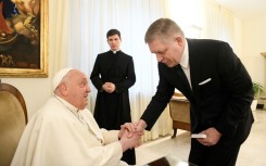 Pope Francis held a private audience with Slovakia's Prime Minister Robert Fico before going to hospital on Friday