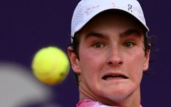 Final push: Joao Fonseca on his way to victory over Laslo Djere in the semi-finals of the Argentina Open on Saturday 