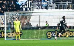 Assane Diao (R) netted Como's winner against Napoli